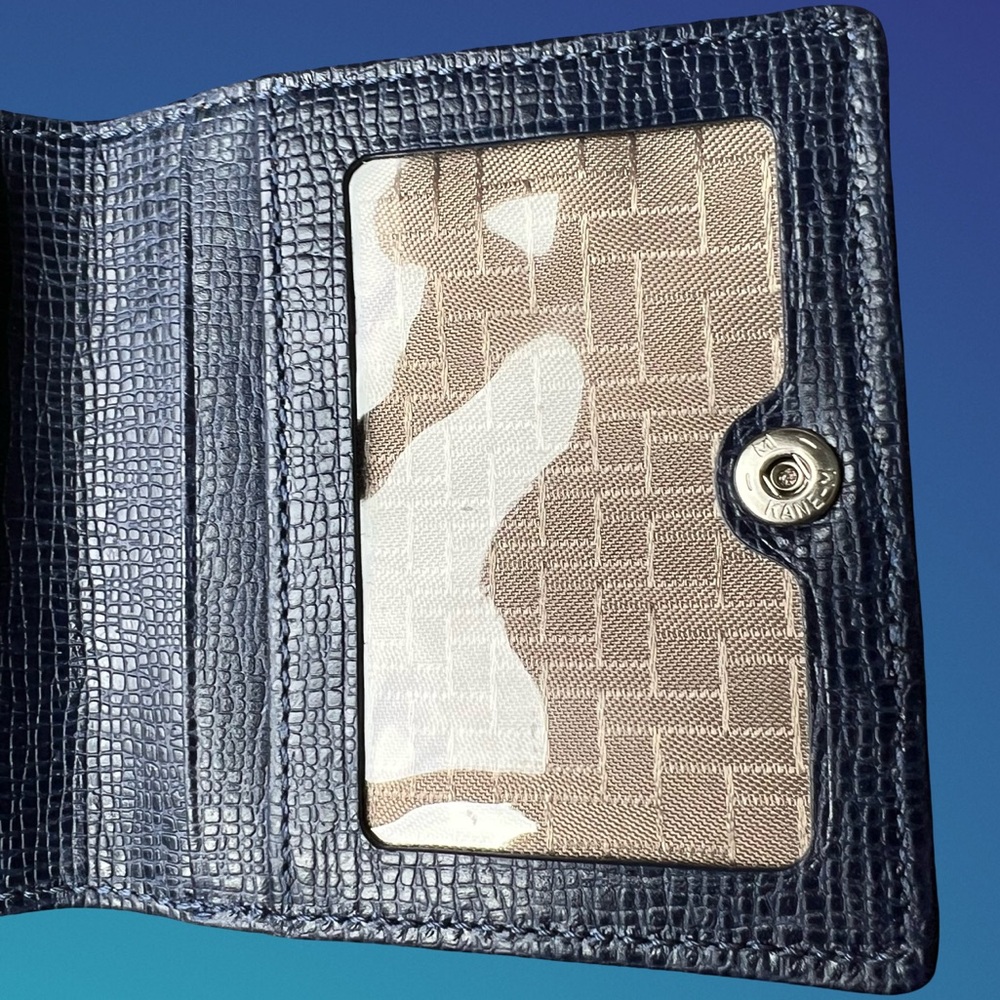 Cole Haan Blue Pebbled Leather Small Wallet/Card Holder - Picture 7 of 13